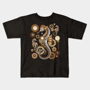 Steampunk Seahorse Vintage Surreal Art Kids T-Shirt